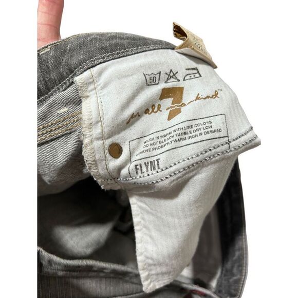 7 For All Mankind Gray Grommet Flynt Bootcut Mini Flare Jeans Size 31 - Picture 7 of 10